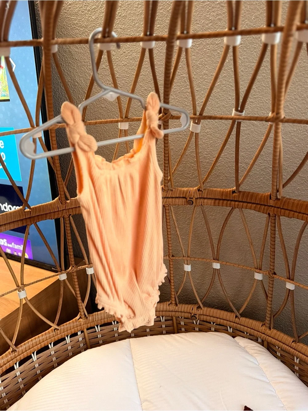 Old Navy Peach Ribbed One-Piece Swimsuit with Knotted Straps